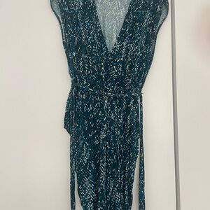 Armani Exchange Teal and White Midi Dress